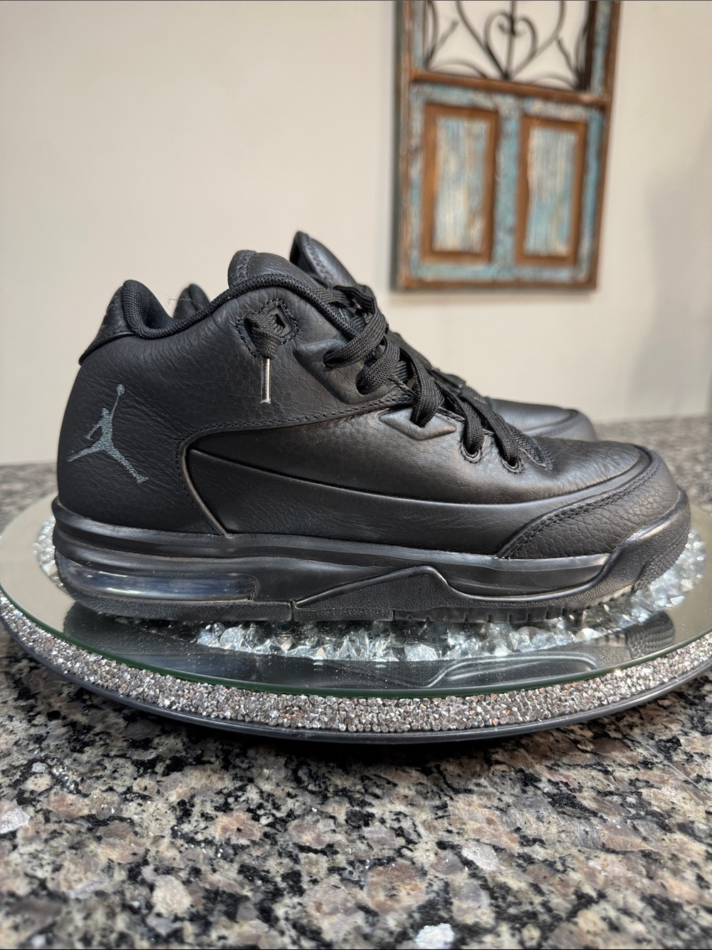 Jordan Flight Women’s All-Black Leather Air-Cushioned Sneakers W8 or 6.5Y